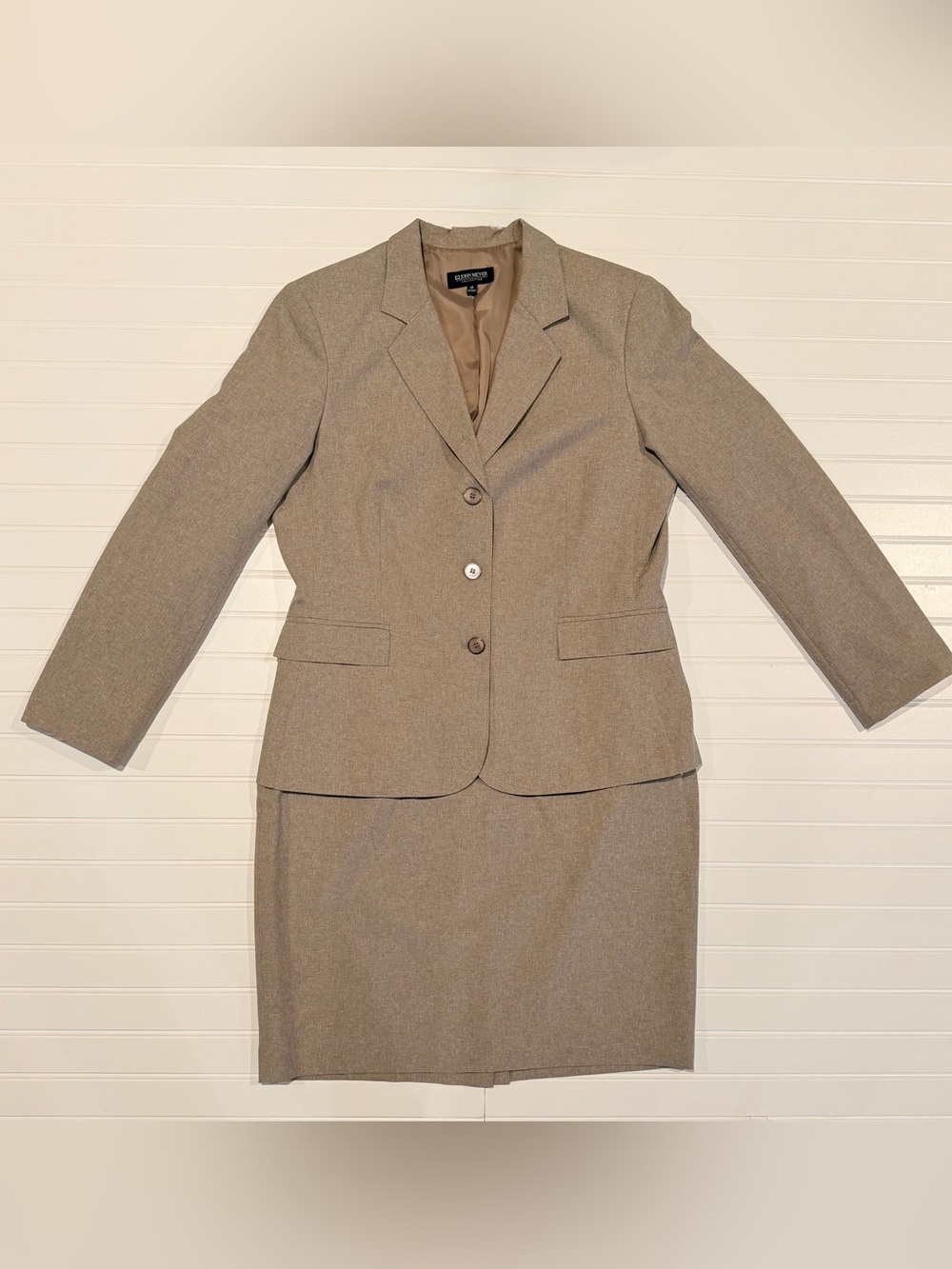 John Meyer Collection Lined‎ 2-Piece Skirt Suit -Sand Size 14